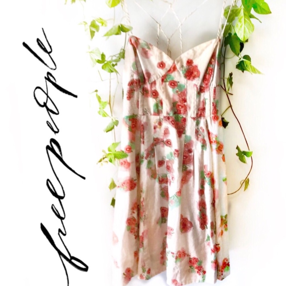 Free People Linen Blend Dragon Mini Dress - has POCKETS!!
